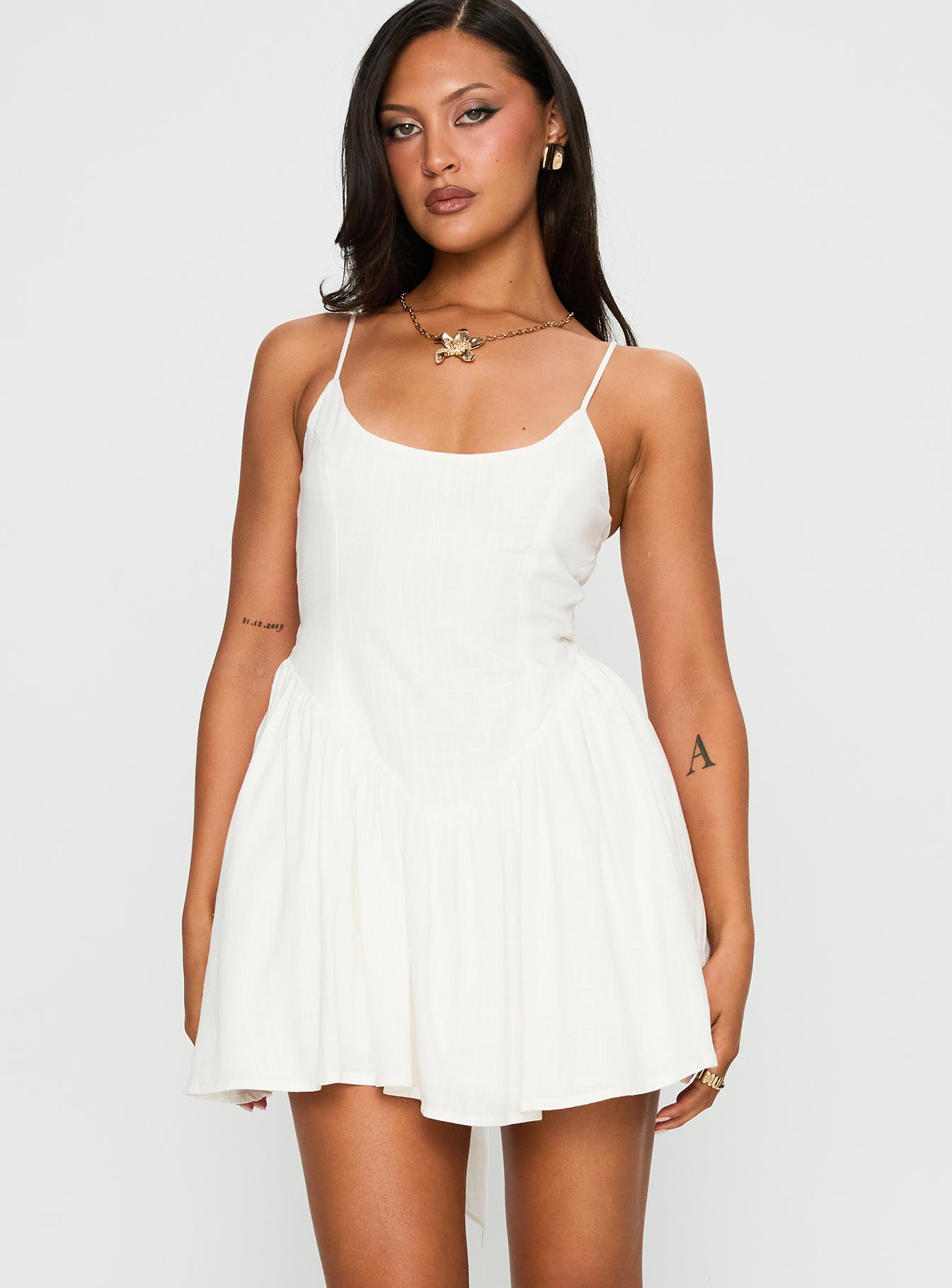 Angel Wings Tie Up Mini Dress White | Princess Polly