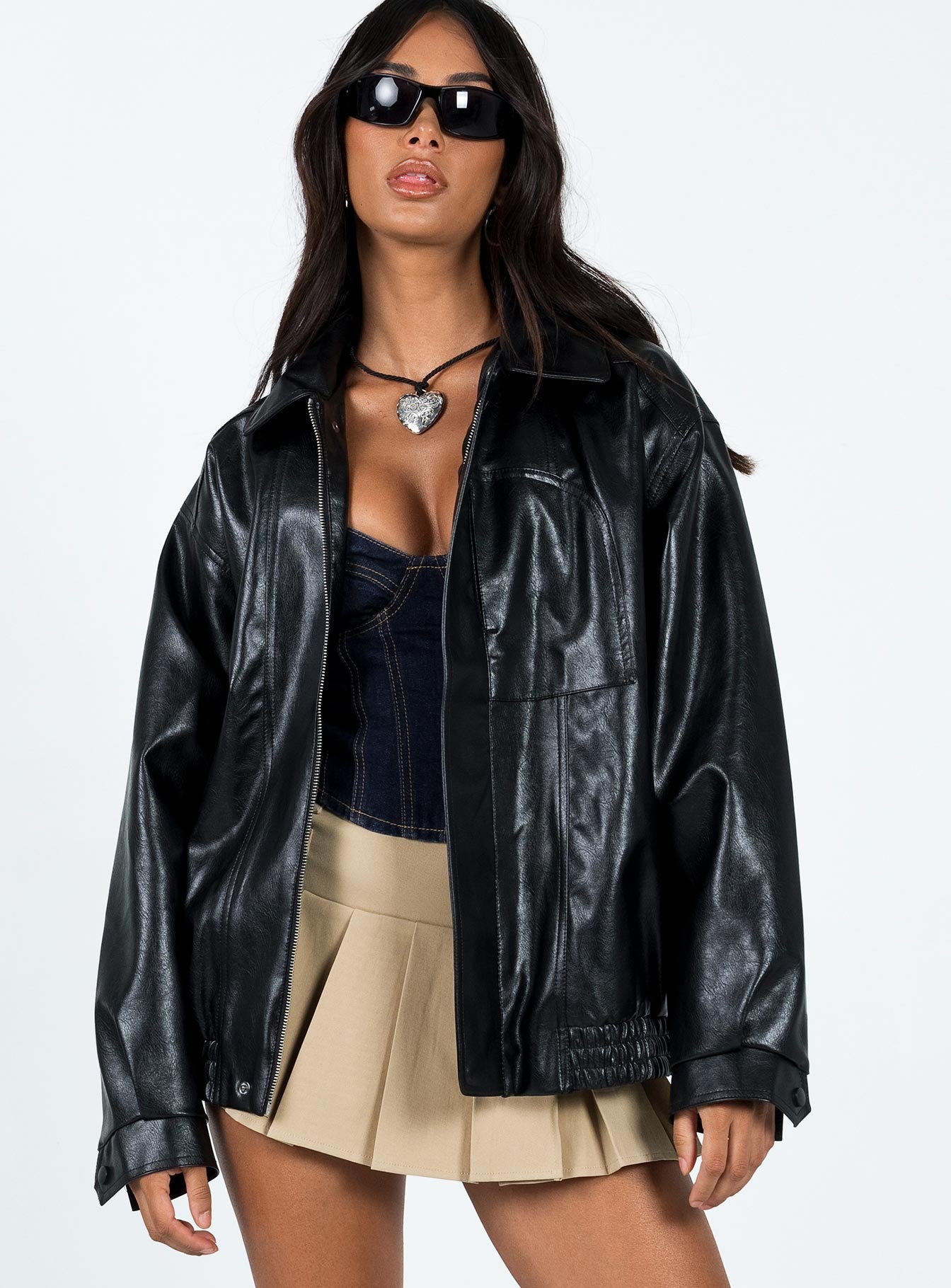 Devija Faux Leather Jacket Black | Princess Polly