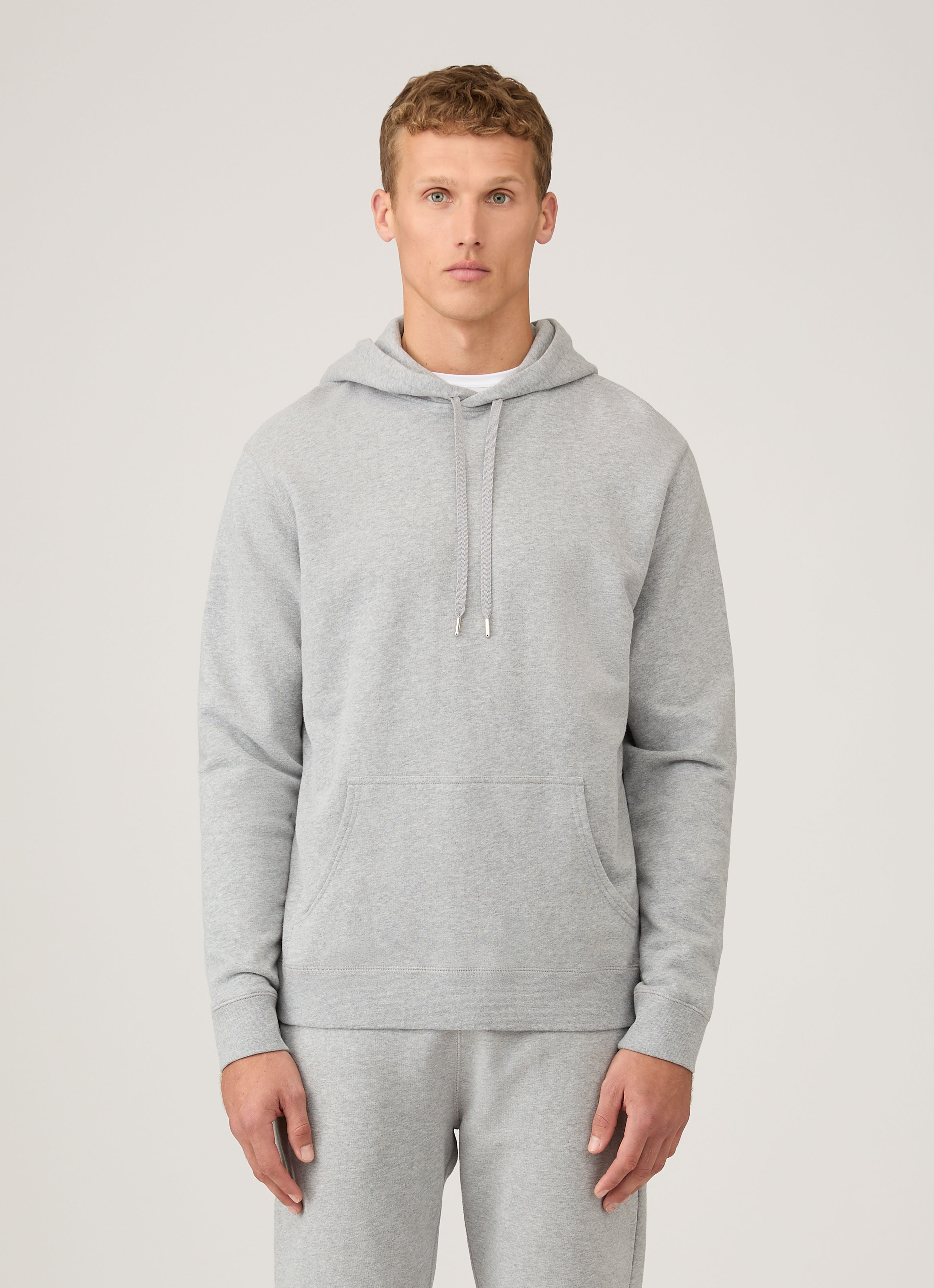 Men's Loopback Hoodie in Grey Melange | Sunspel