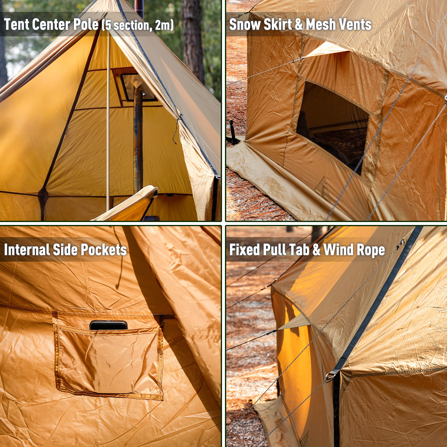 FireHiking テント | Fireyurt ワンポールテント, 2-3人用キャンプ