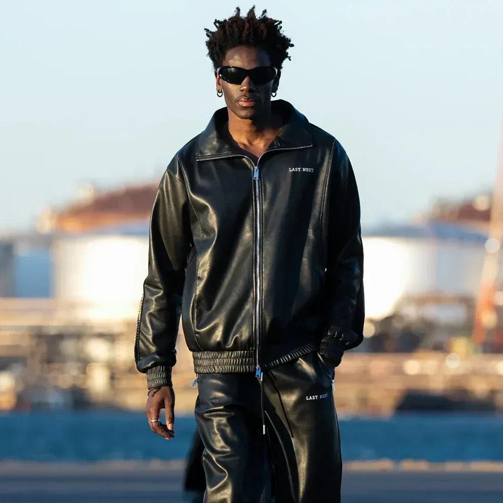 LAST NEST(ラストネスト)商品ページ - Faux Leather Track Jacket