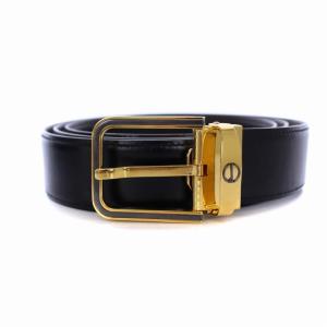 ベルト レザー バックル ロゴ刻印 40/100 黒 ブラック ゴールド色