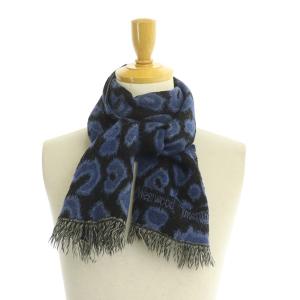 マフラー 総柄 レオパード柄 フリンジ ウール イタリア製（2023/08/31