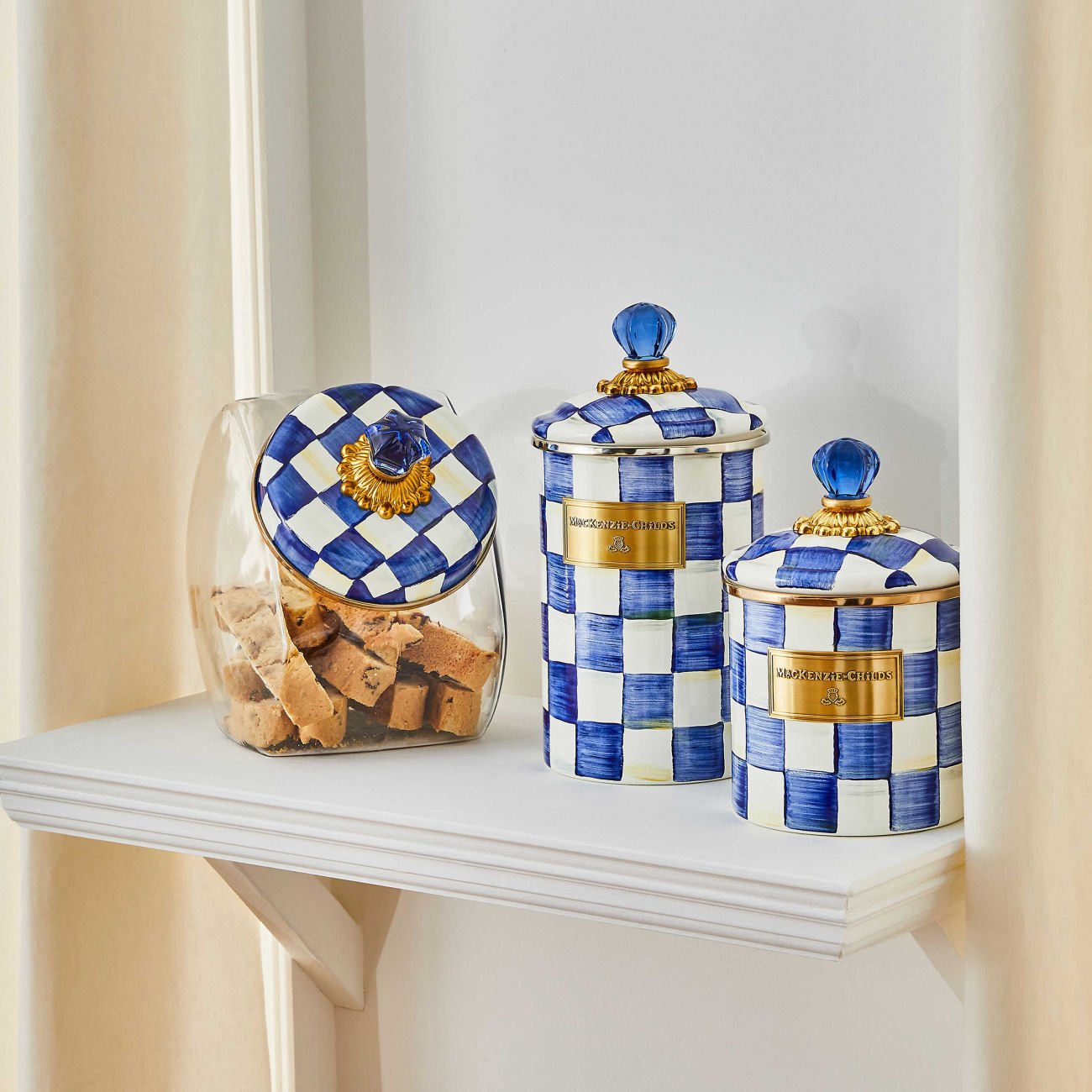 Royal Check Enamel Canister Large by Mackenzie Childs – |VESIMI