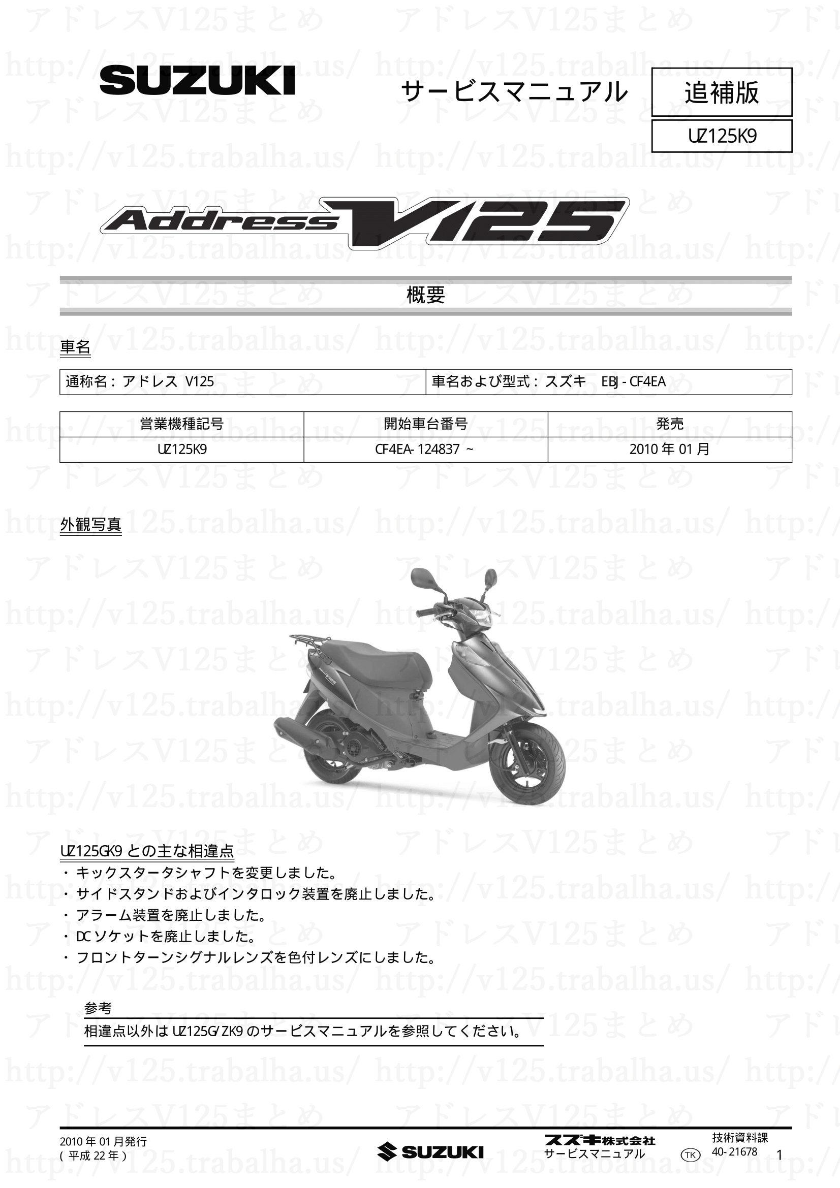 追補【UZ125K9】旧モデルとの主な相違点1 | アドレスV125まとめ