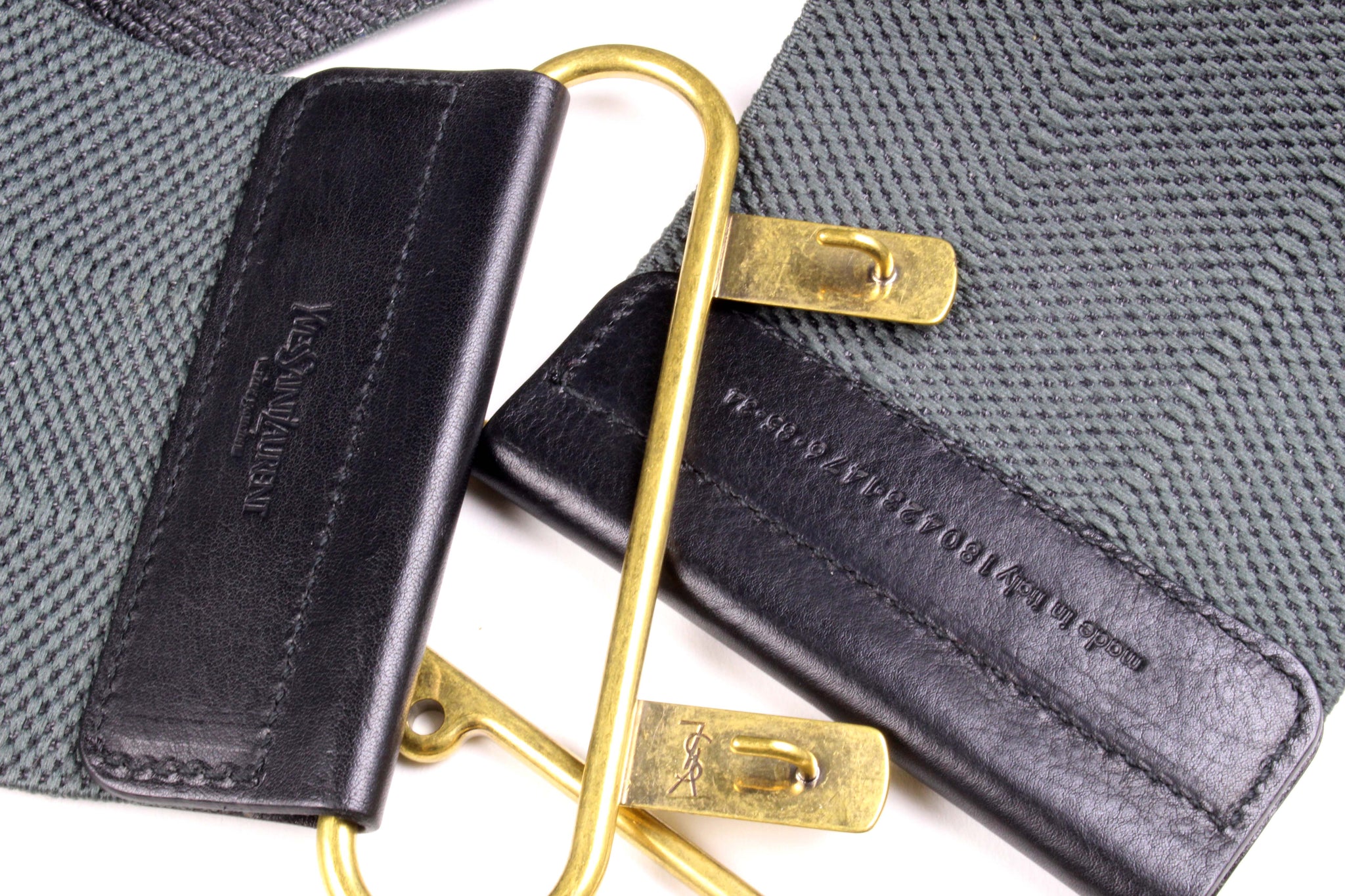 YVES SAINT LAURENT Rive Gauche gray elastic wide belt – Vintage Carwen