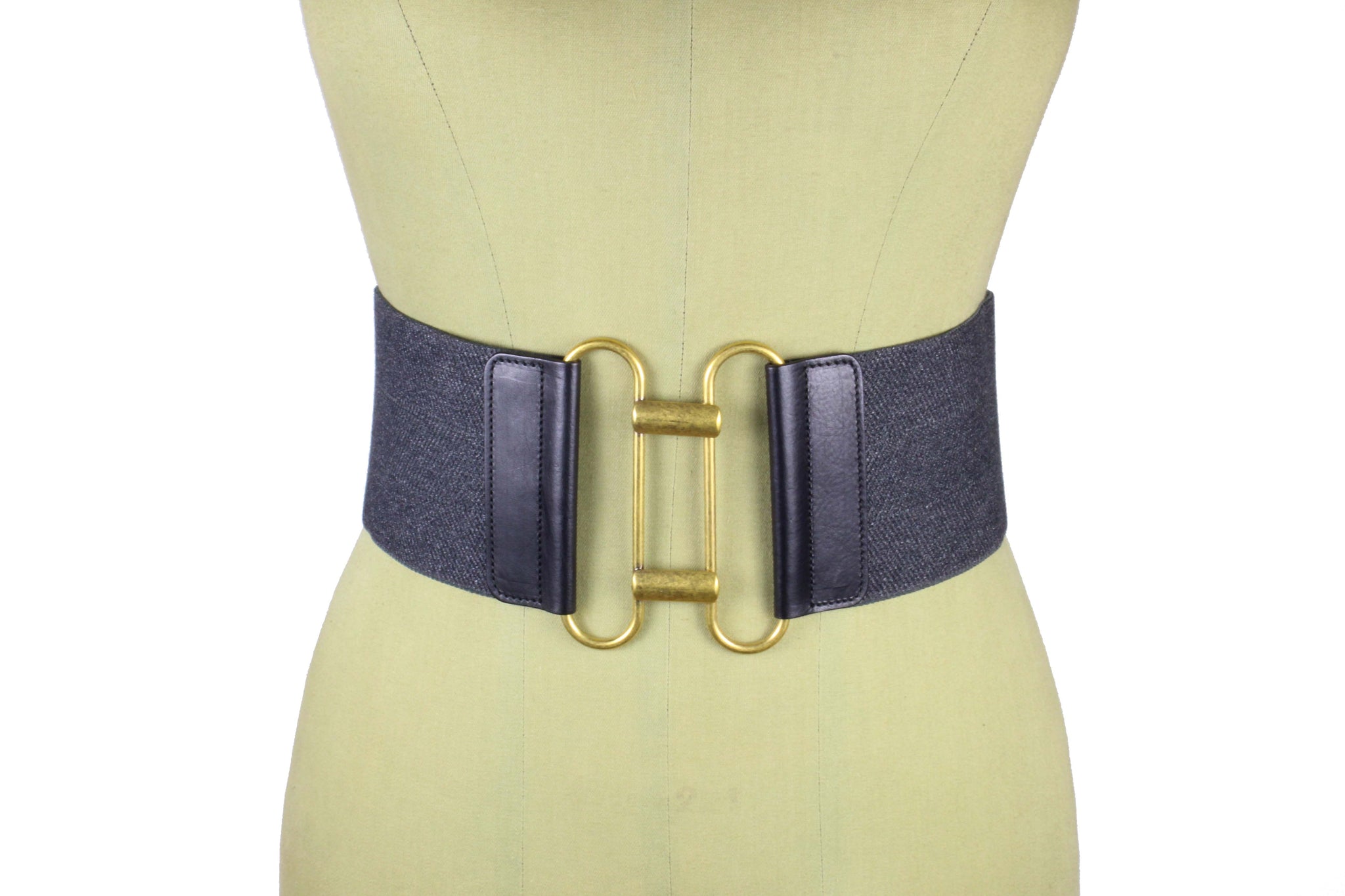 YVES SAINT LAURENT Rive Gauche gray elastic wide belt – Vintage Carwen