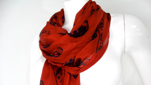 Alexander McQueen Iconic Red Skull Print Silk Scarf – Vintage by Misty