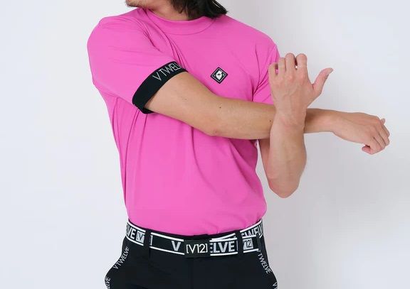 V12 - 【ポイント10倍】S/JAQUARD MOCK | モックネックシャツ | ピンク