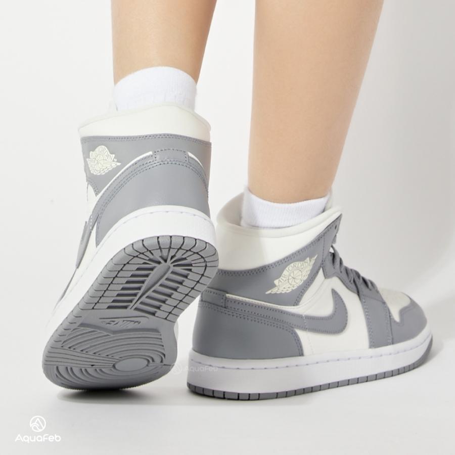 ナイキ ウィメンズ エアジョーダン1 ミッド グレー セイル Nike WMNS