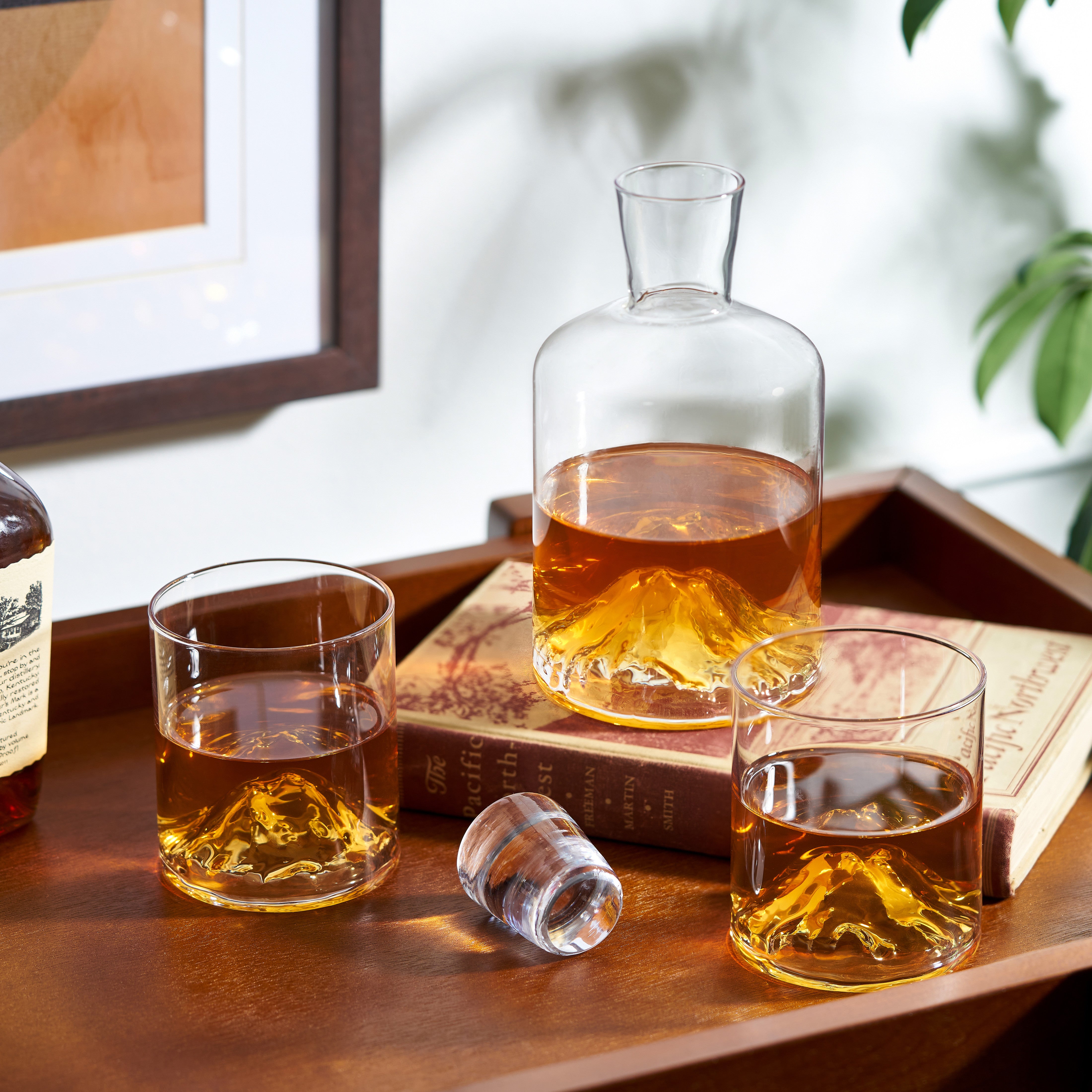 Viski Mountain Decanter and Tumbler Set, Percect for Scotch and