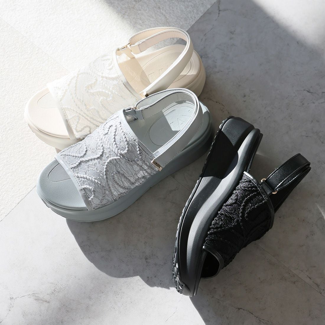 厚底シアーレースダッドスポーツサンダル ｜靴・レディースシューズの