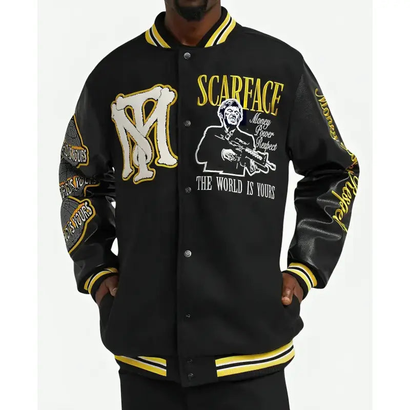 Scarface Black Varsity Style Letterman Jacket – Vintage Jacket