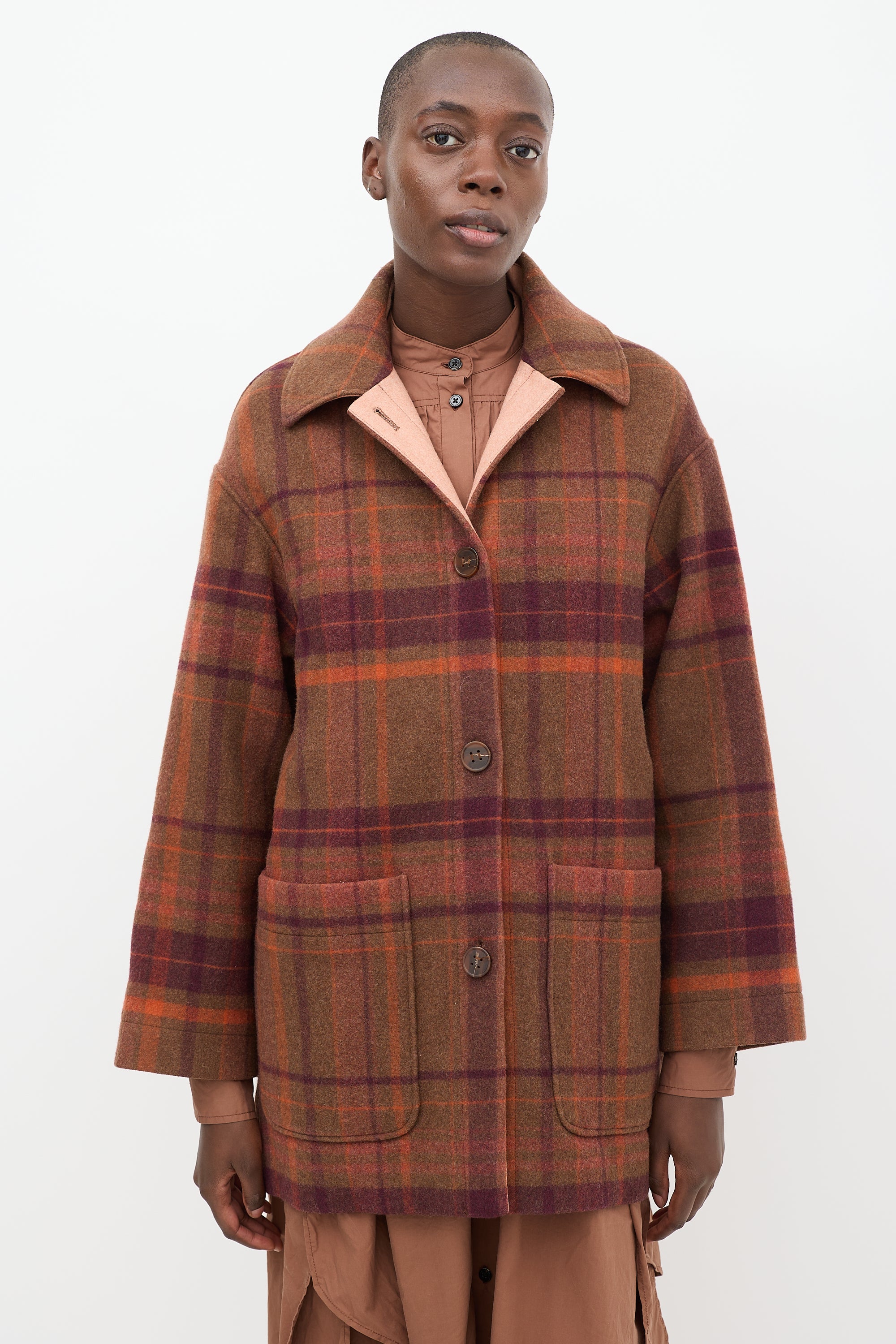 Acne Studios // Brown & Multi Wool Plaid Coat – VSP Consignment