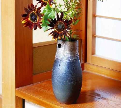 不言窯　勇超作　信楽焼　花器　No.2 信楽焼花器 「フリーラ2」 49393831 グリーン | 花器・花瓶,陶器