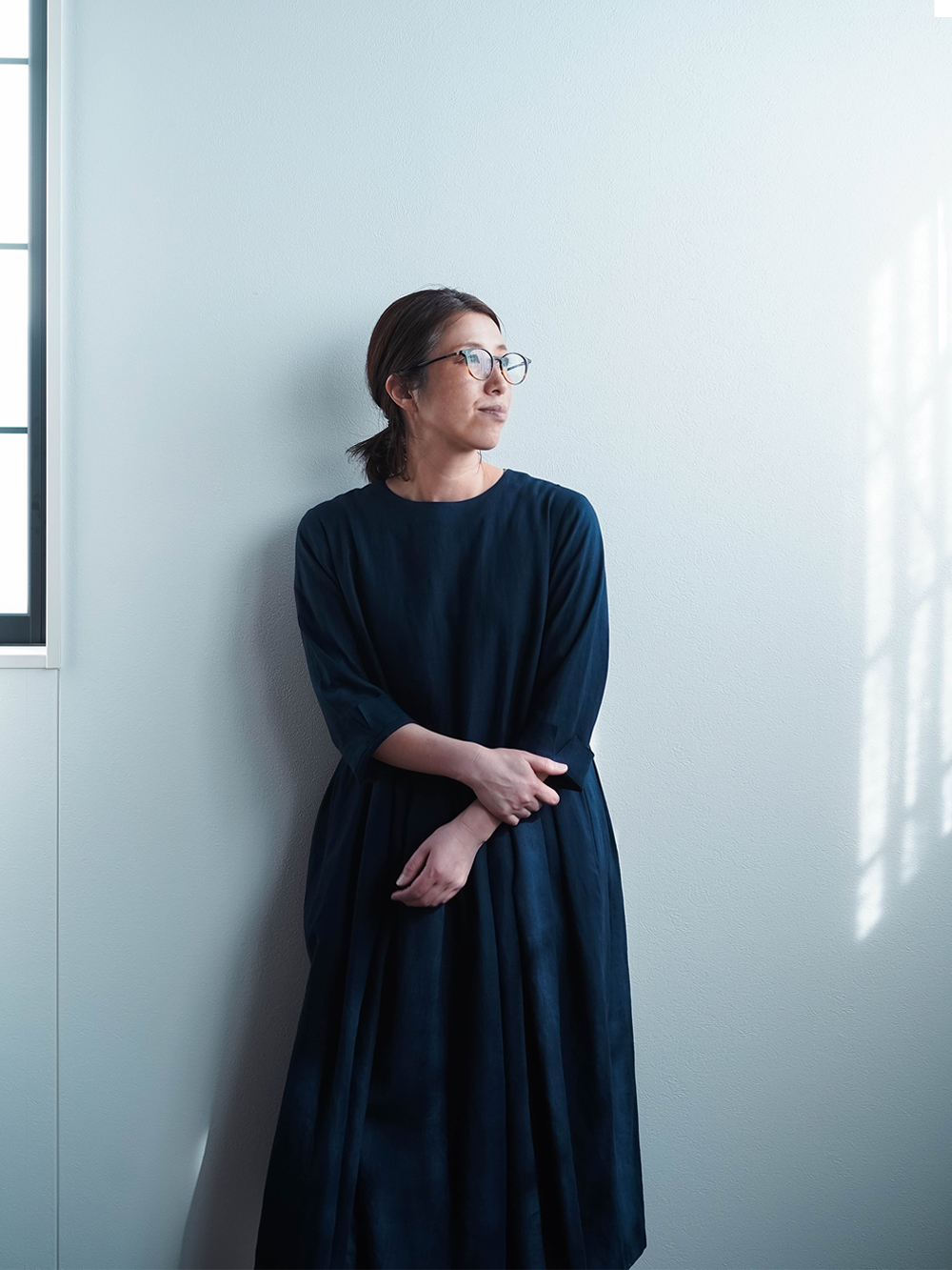 Mixury ワンピース カシミヤ ウール 紺 ミグジュアリー Mixury