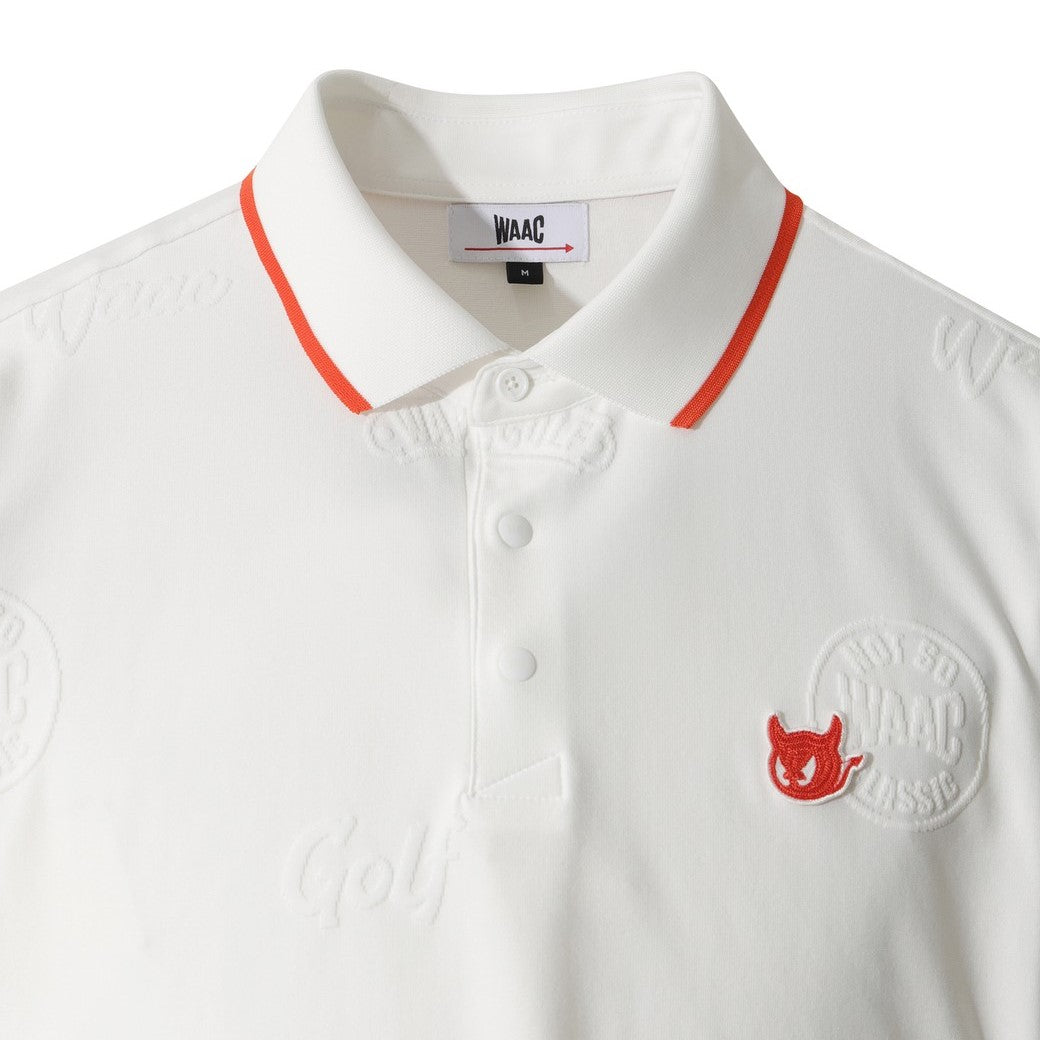 MEN WAACKYエンボスポロシャツ アイボリー