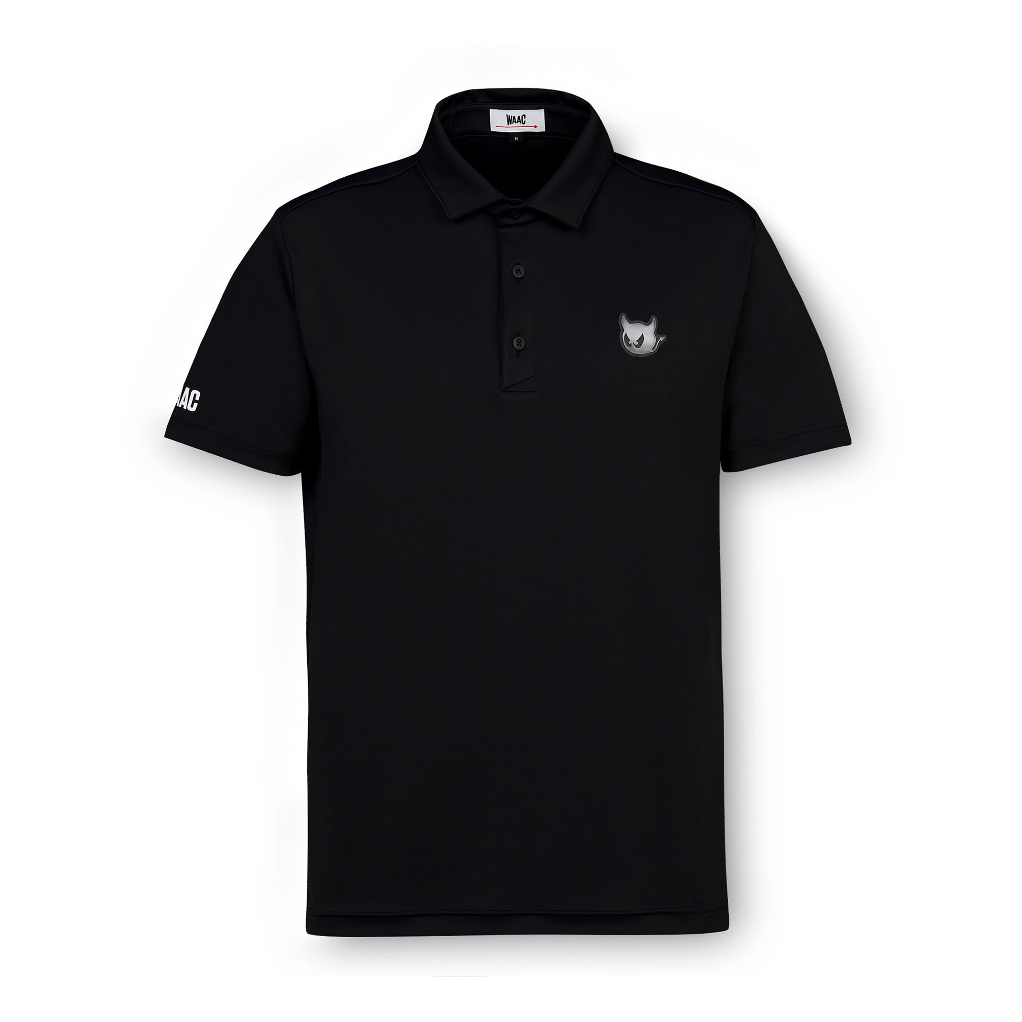 新品未使用　WAAC ポロシャツ 黒白 ジグザグデザイン　サイズS WEB限定】MEN WAACKYスウェットポロシャツ ブラック
