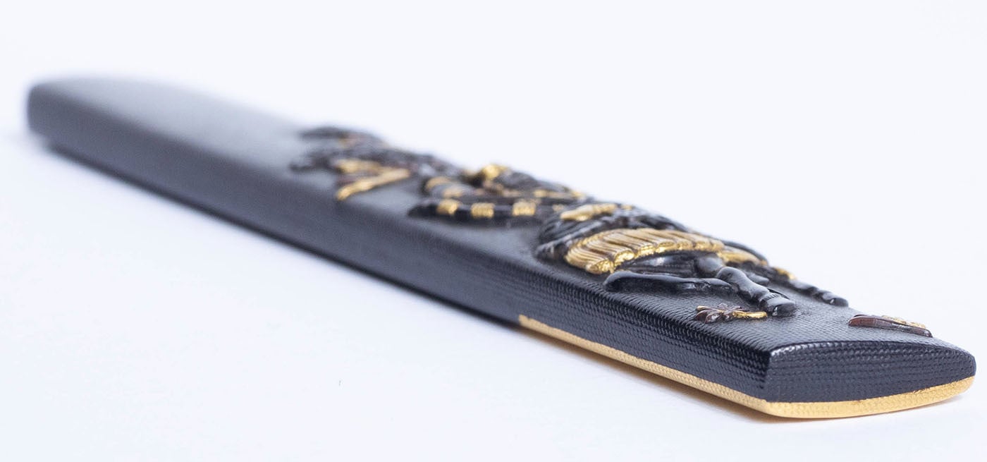 刀剣小道具三所物 銘河野春明 鉄地金銀赤銅 江戸日本橋富士の図 江戸