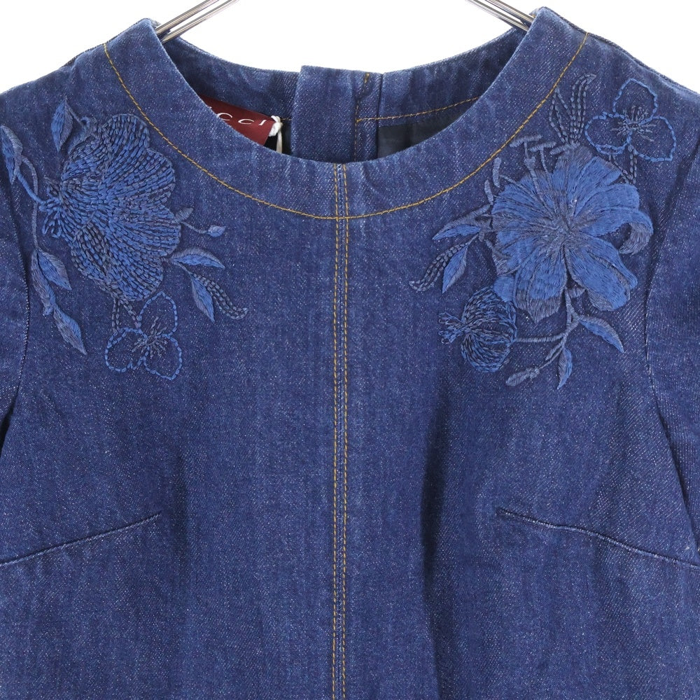 GUCCI(グッチ) Denim Dress 刺繍デニムドレス ワンピース インディゴ