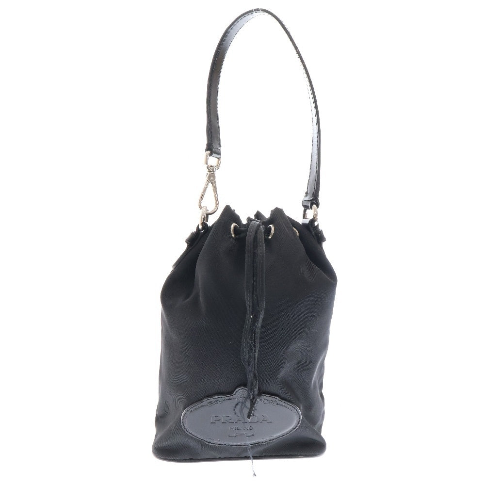 PRADA(プラダ) テスート レザービッグロゴナイロン巾着ハンドバッグ