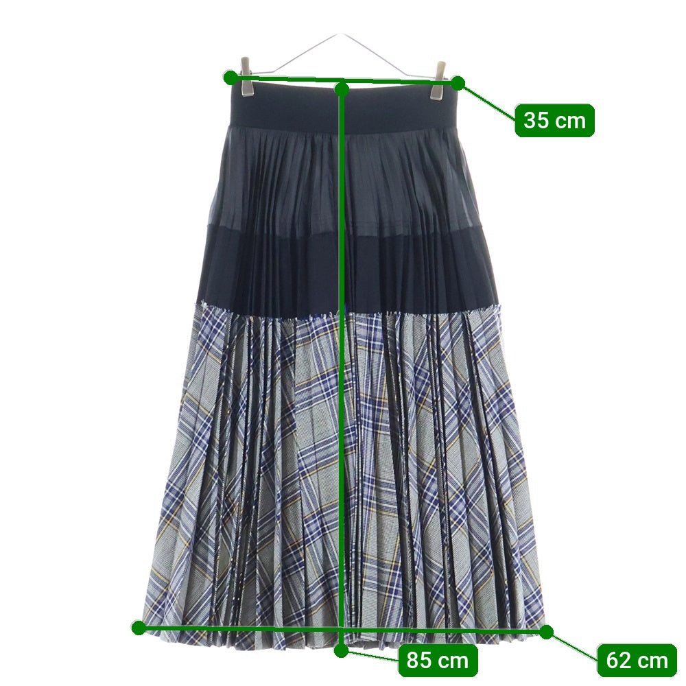 Sacai(サカイ) チェック柄 ドッキング プリーツロングスカート