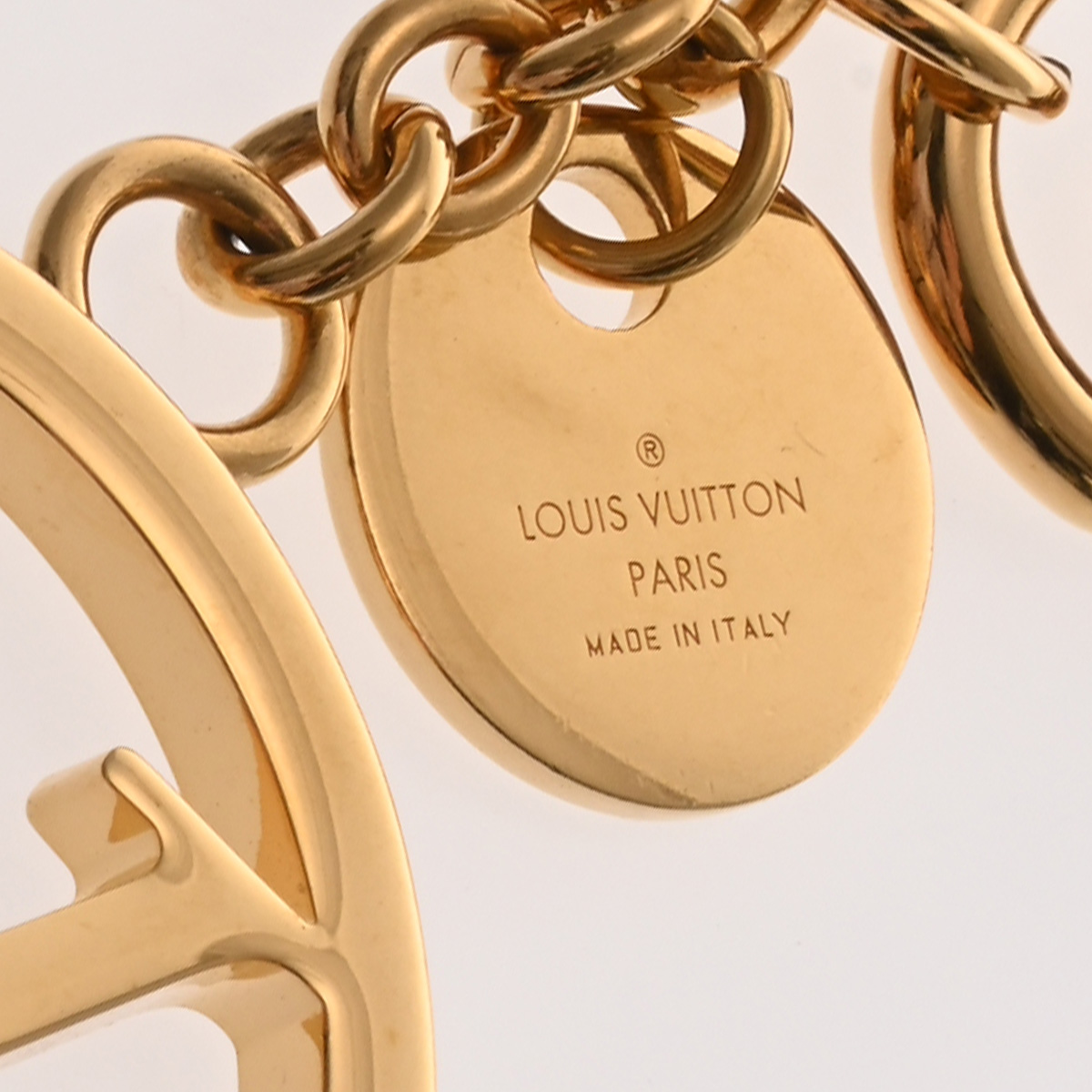 ルイ ヴィトン バッグチャーム LV サークル ゴールド M68000 メタル