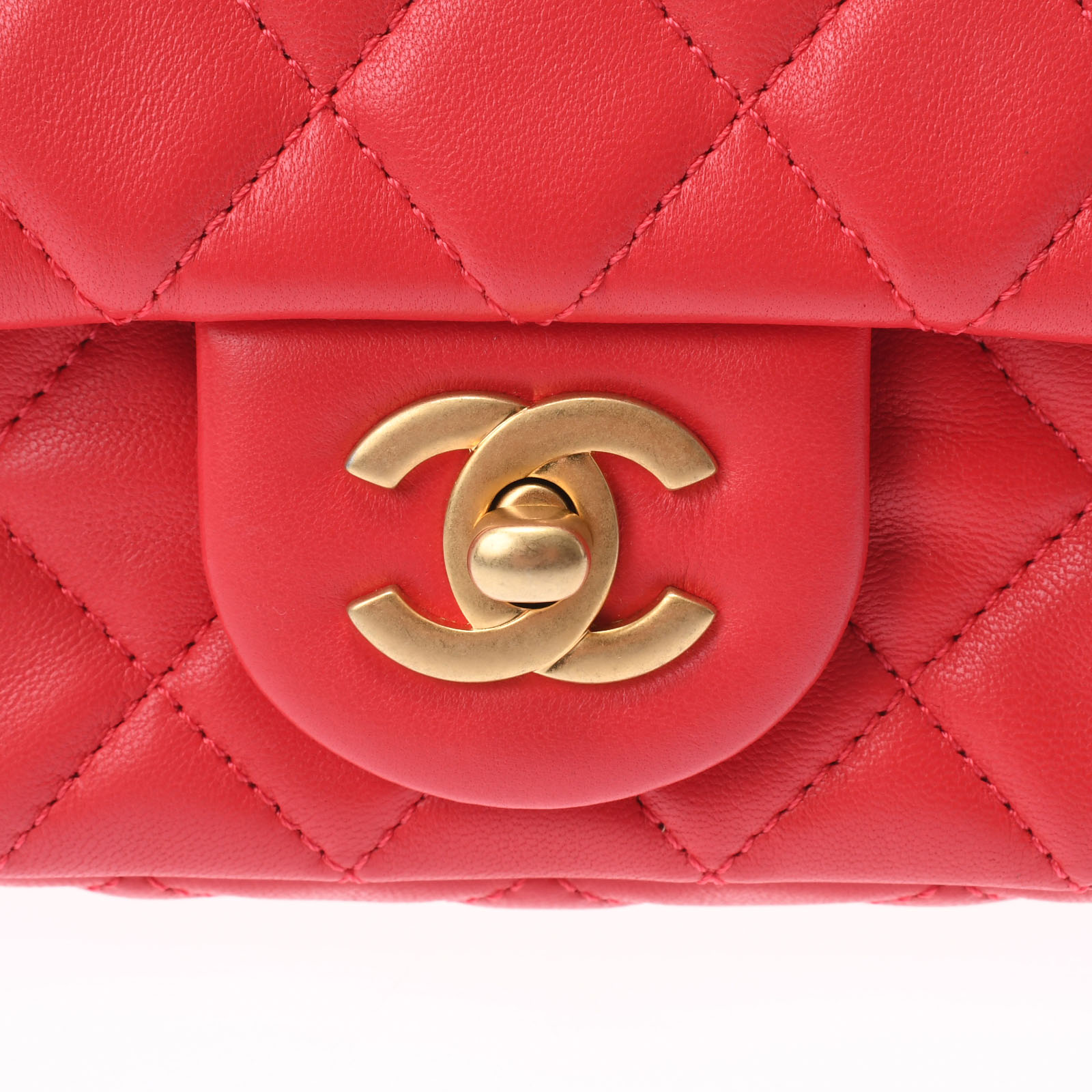 VINTAGE CHANEL 大判シルクスカーフ マトラッセ フラップバッグ 赤