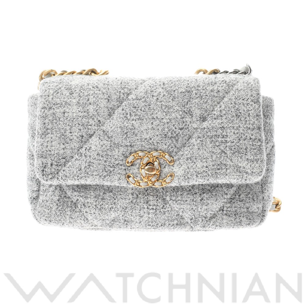 シャネル / CHANEL CHANEL19 ハンドバッグ ツイード グレー/ゴールド