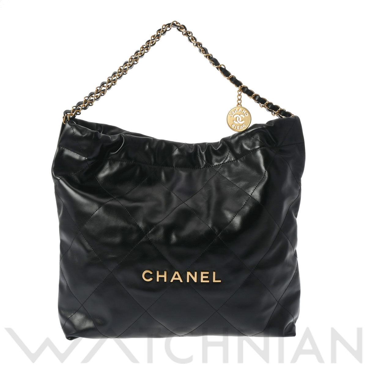 シャネル CHANEL 22 ブラック AS3261 シャイニーカーフスキン
