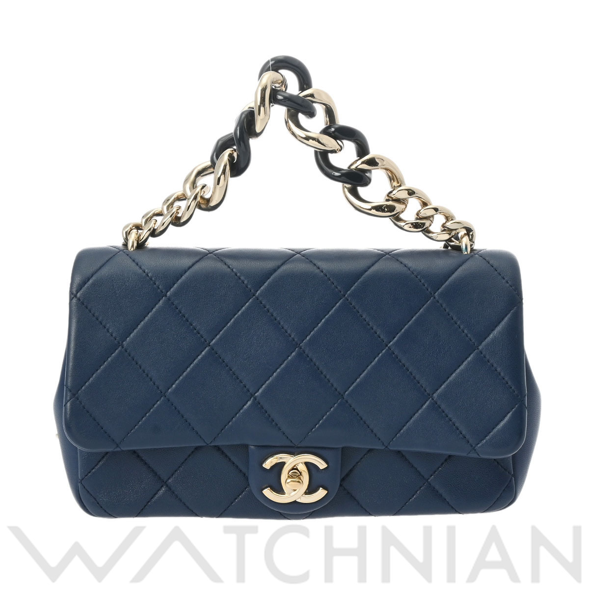 シャネル マトラッセ 2WAY チェーンショルダー ネイビー/ゴールド金具