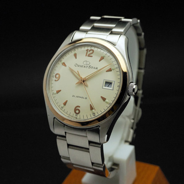 オリエント オリエントスター デイト 白文字盤 自動巻 限定 シースルー