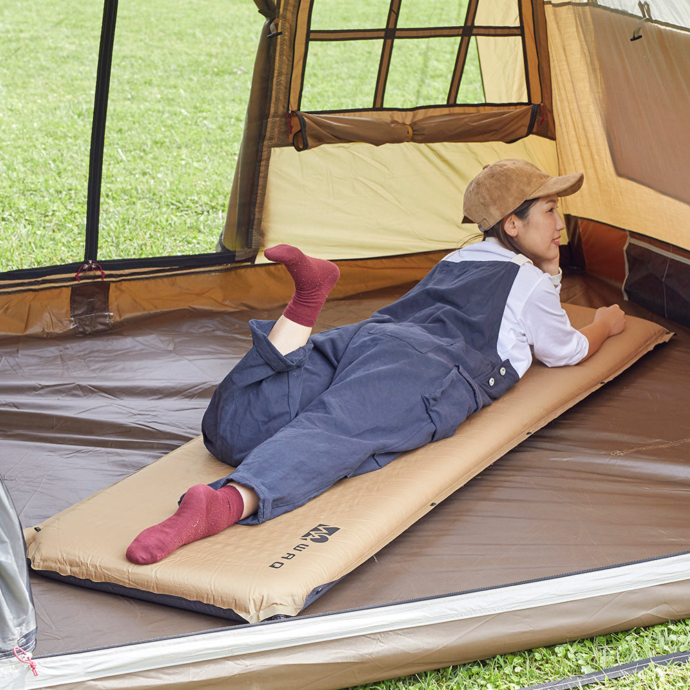 WAQ インフレーターマット ダブルサイズ ベージュ キャンプマット 10cm