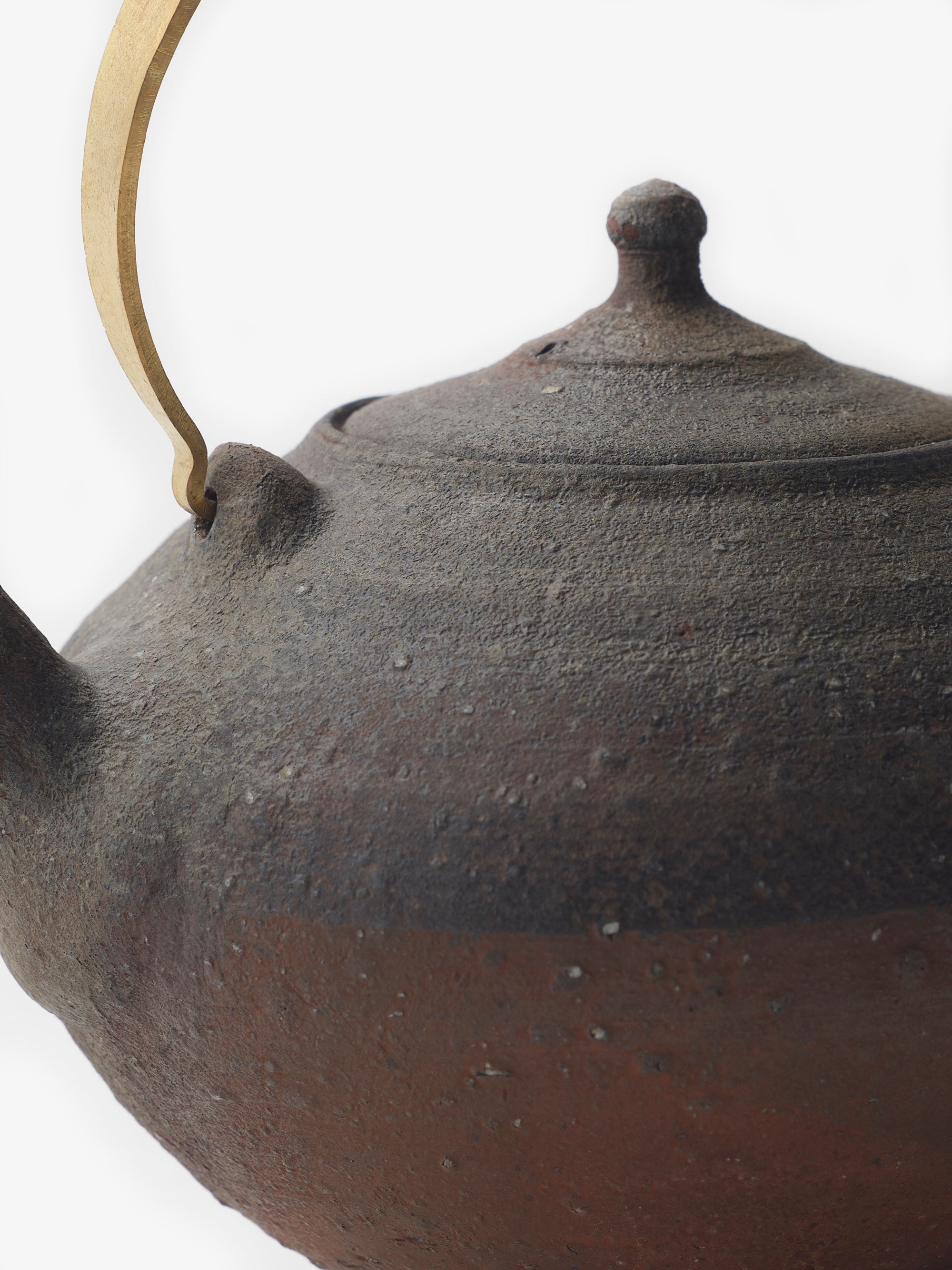 境知子/南蛮焼締/真ちゅうハンドル土瓶