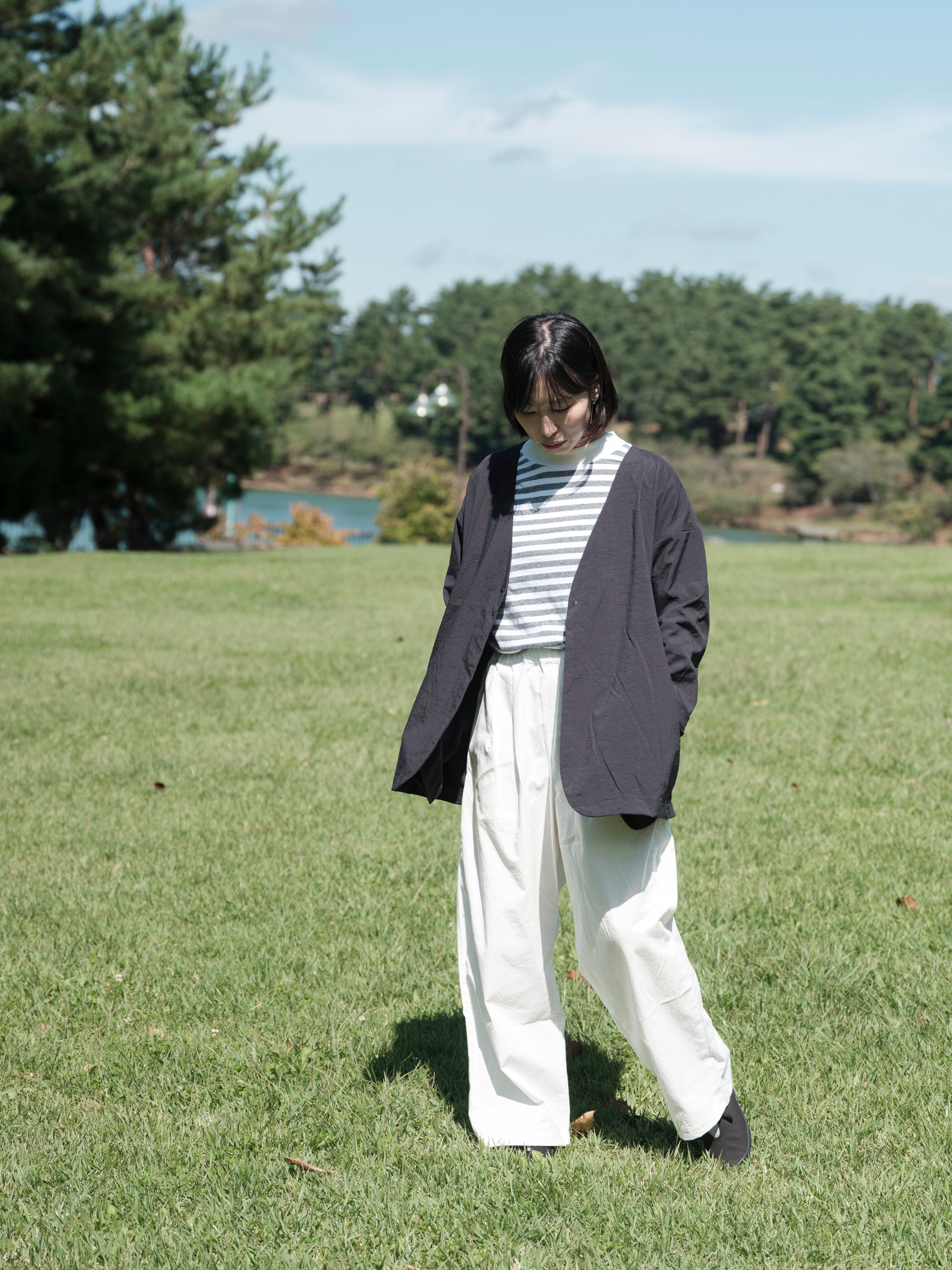 ナイロン ラウンドカーディガン｜MUYA