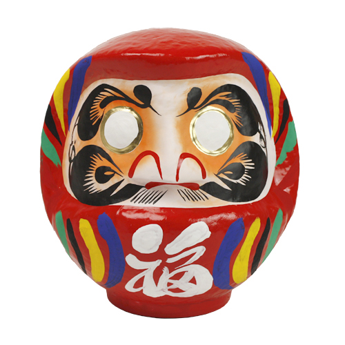 東京五輪公式グッズの高崎だるま。五輪カラーで金メダル級の存在感