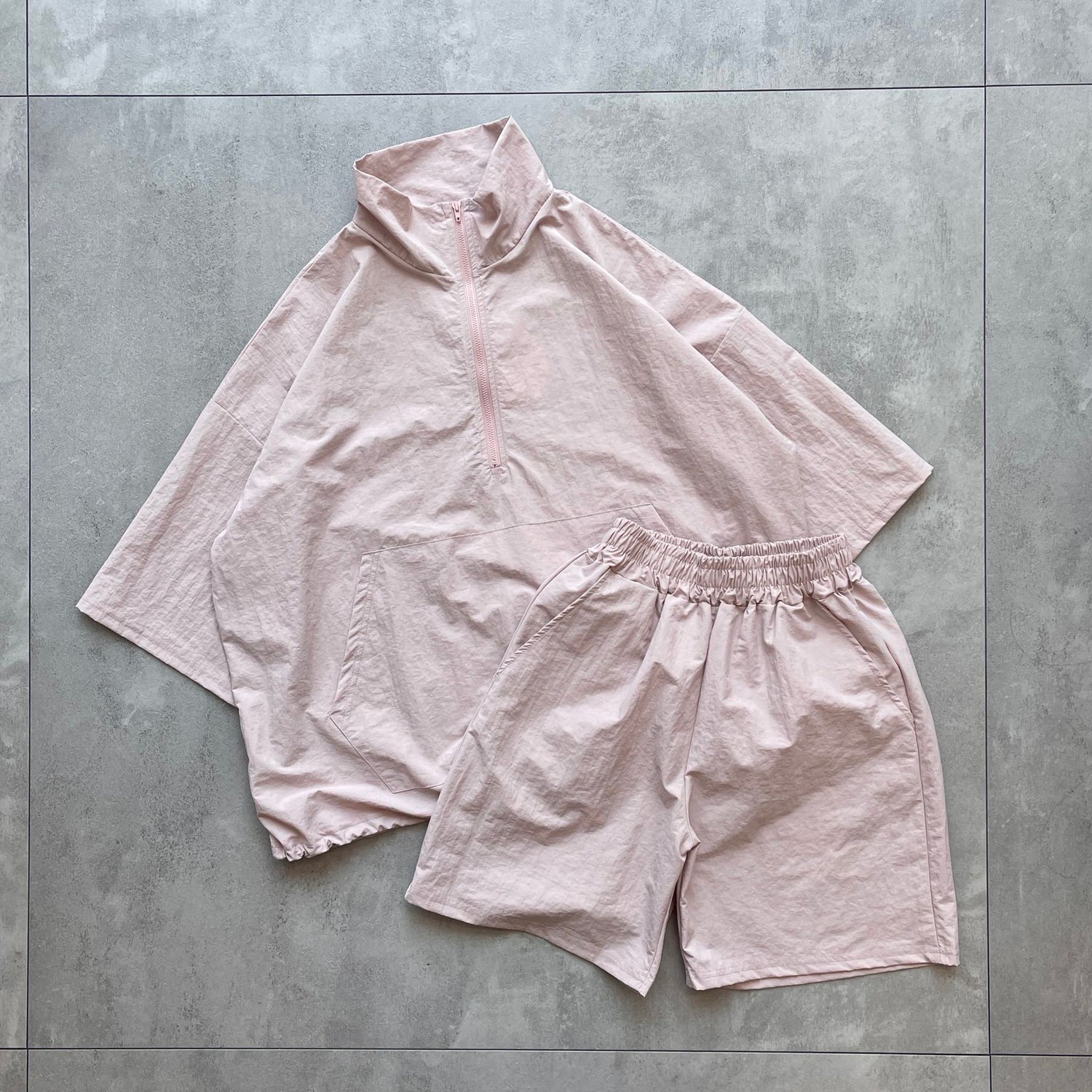 2点SET) half zip nylon set up / pink | wee9s | ウィークス