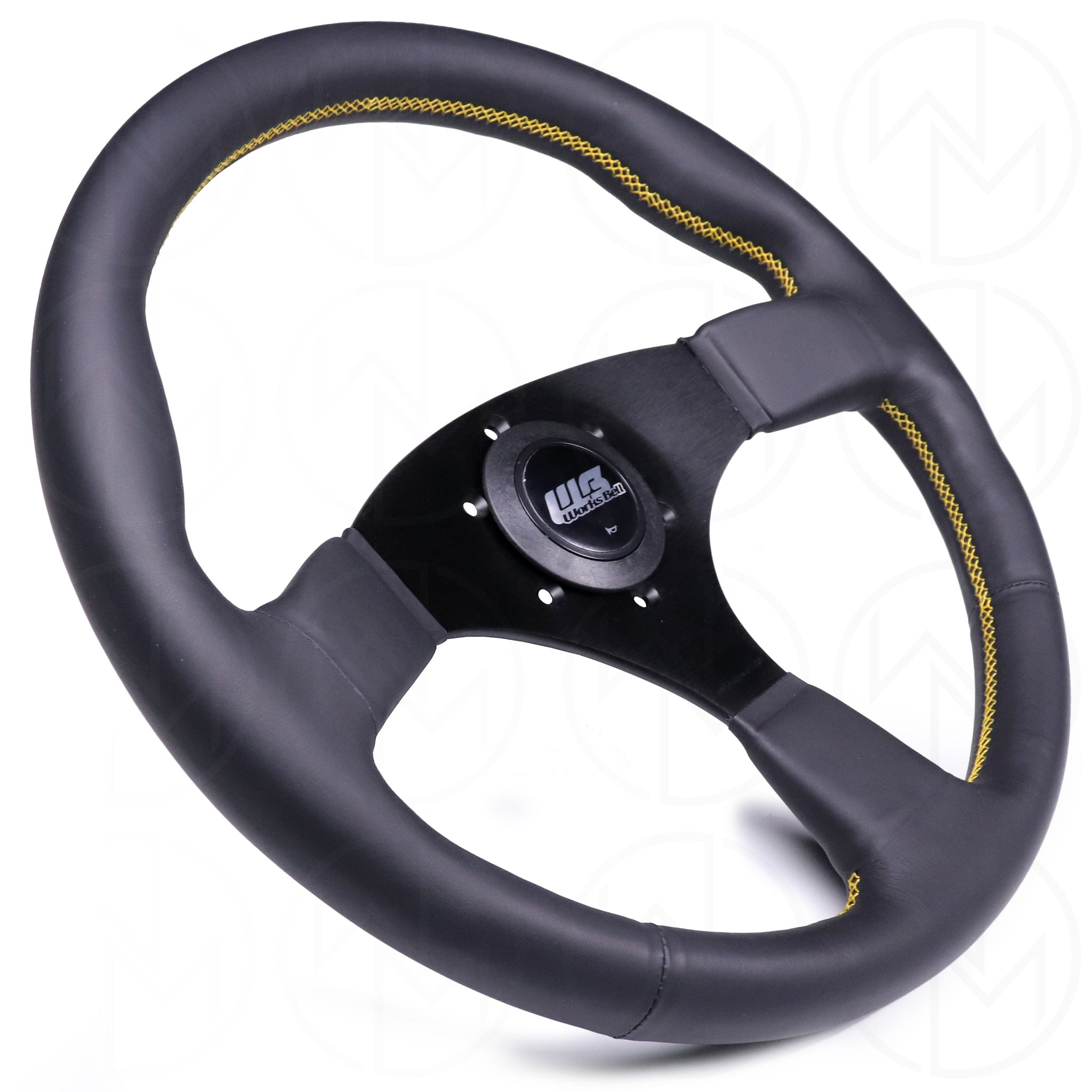 Works Bell Type III Steering Wheel - 350mm Leather w/Yellow Stitch