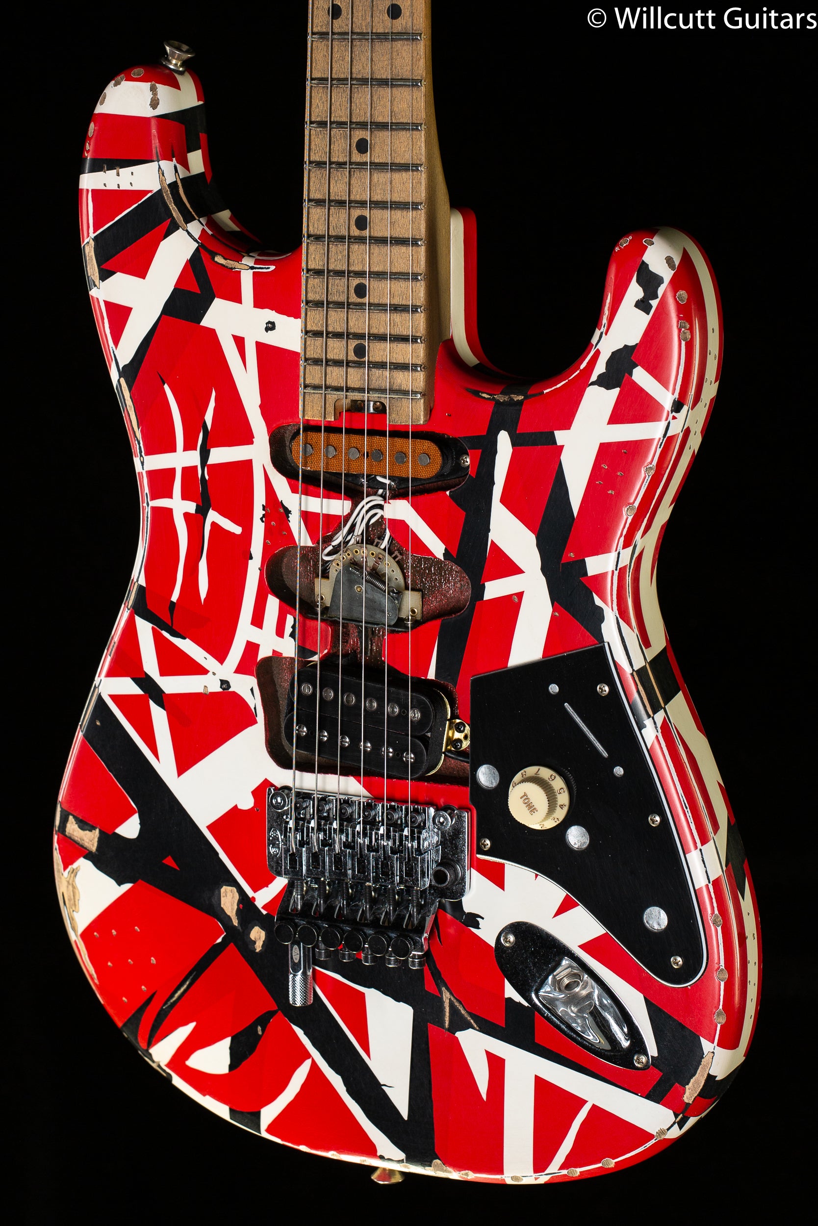 EVH Striped Series Frankenstein Frankie Maple Fingerboard Red with