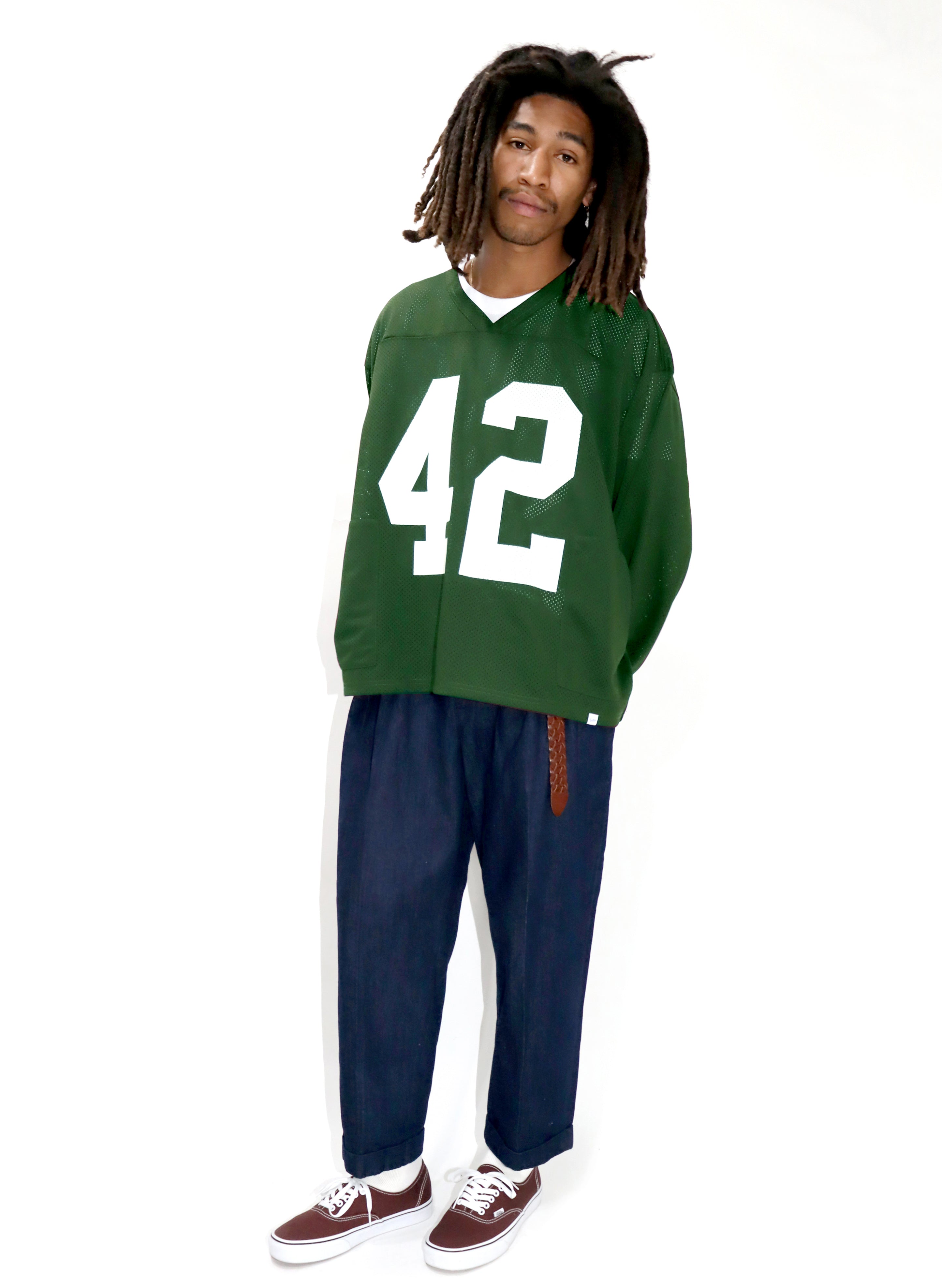 WOODBLOCK 42 MESH FOOTBALL LS SHIRT GREEN/WHITE (WB-25SS-004)