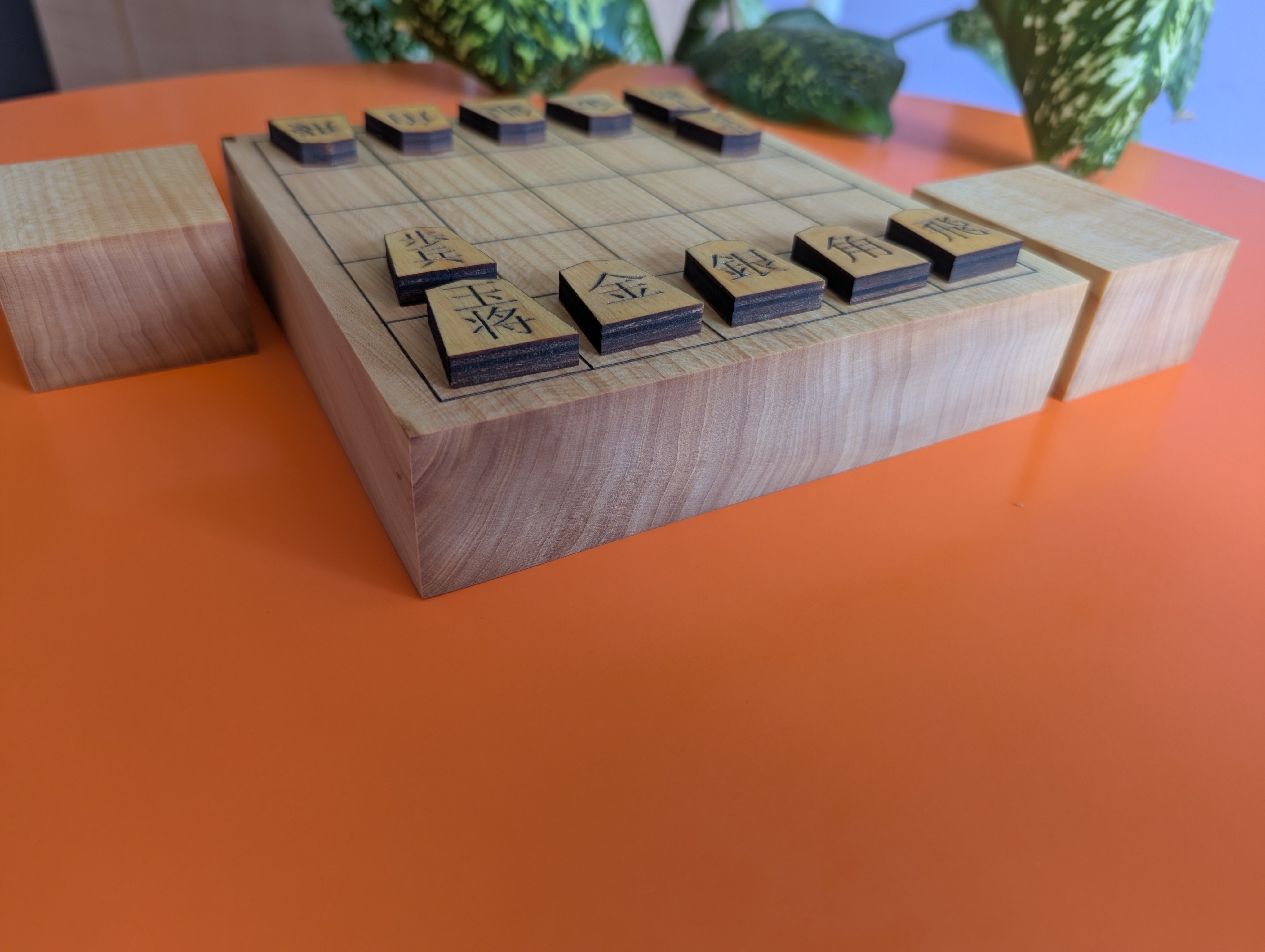 Minishogi & Kyoto shogi set. Thick solid Walnut board. Handcarved