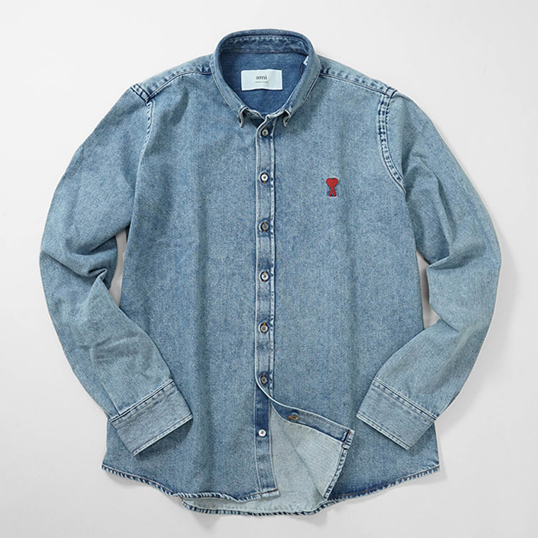 アミ AMI メンズ デニムシャツ ウォッシュブルー – WORLDCLUB1989