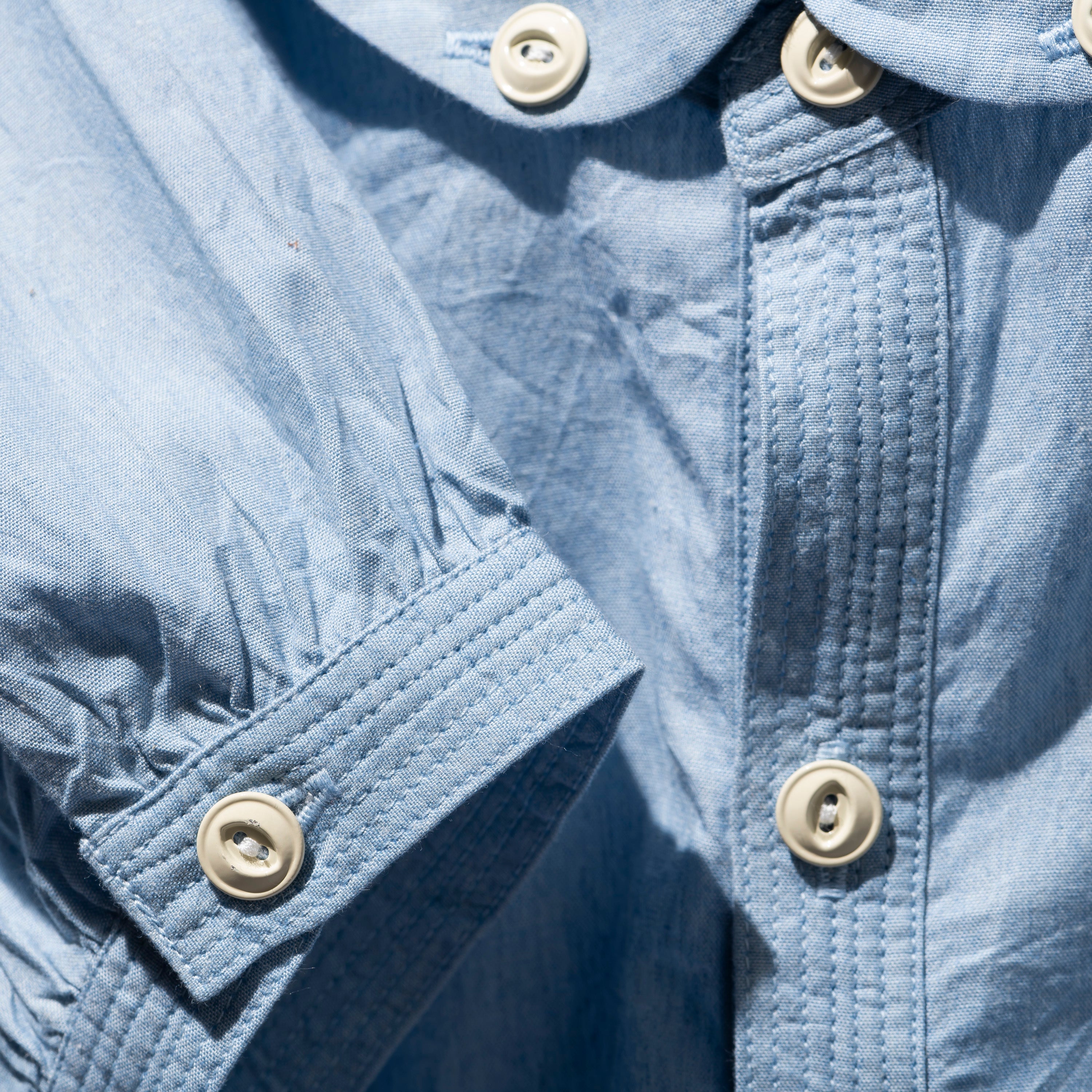 MULTI-POCKET SAX BLUE SHIRT – WORDS, SOUNDS, COLORS & SHAPES JAPAN