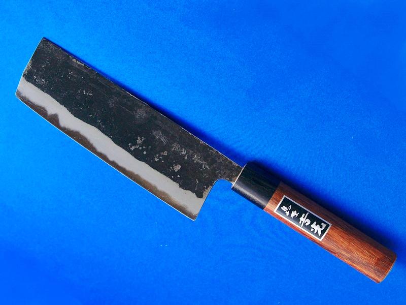 菜切包丁 165mm スーパー青鋼 紫檀柄｜最高級のスーパー青鋼使用｜長崎