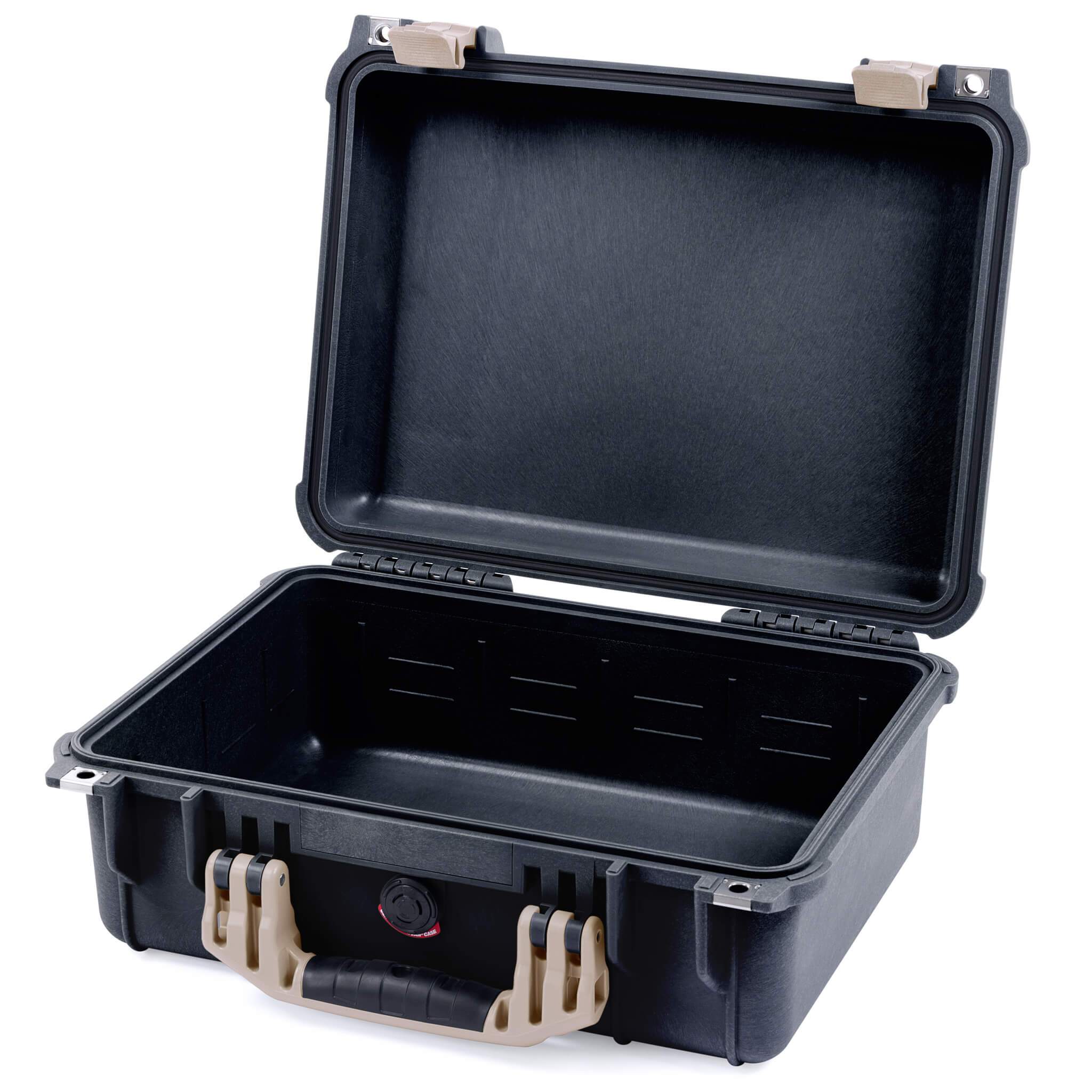 Pelican 1450 Case, Black with Desert Tan Handle & Latches - ColorCase