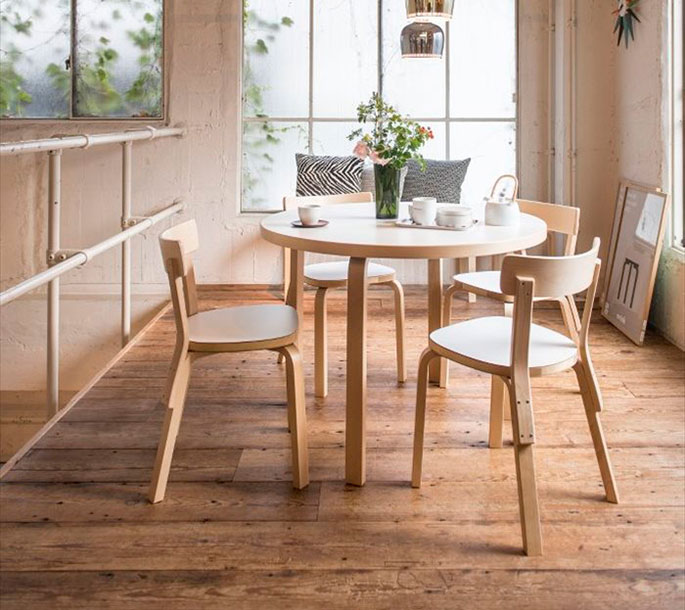 artek 90B ブラックリノリウム75cm 3本脚 アアルト