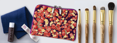 化粧筆工房のBISYODO オリーブ目元化粧筆5本とポーチのセット。ウエダ