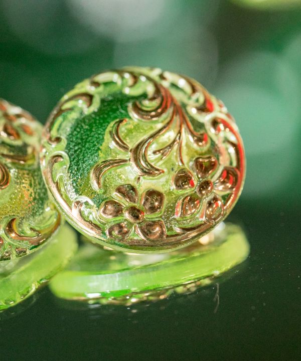 チェコウランガラスイヤリング（L）(TWIN FLOWER): 『欧州航路』