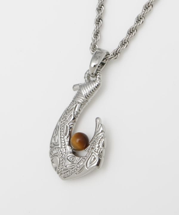 メンズフィッシュフックストーンネックレス(TIGER EYE): 『Kahiko
