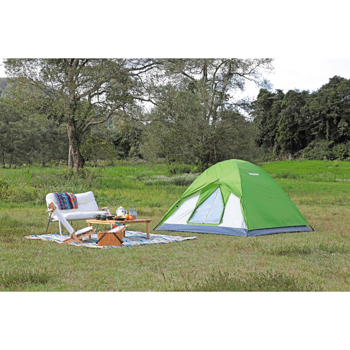 クレセント 3人用ドームテント(グリーン) - アウトドア・キャンプ用品